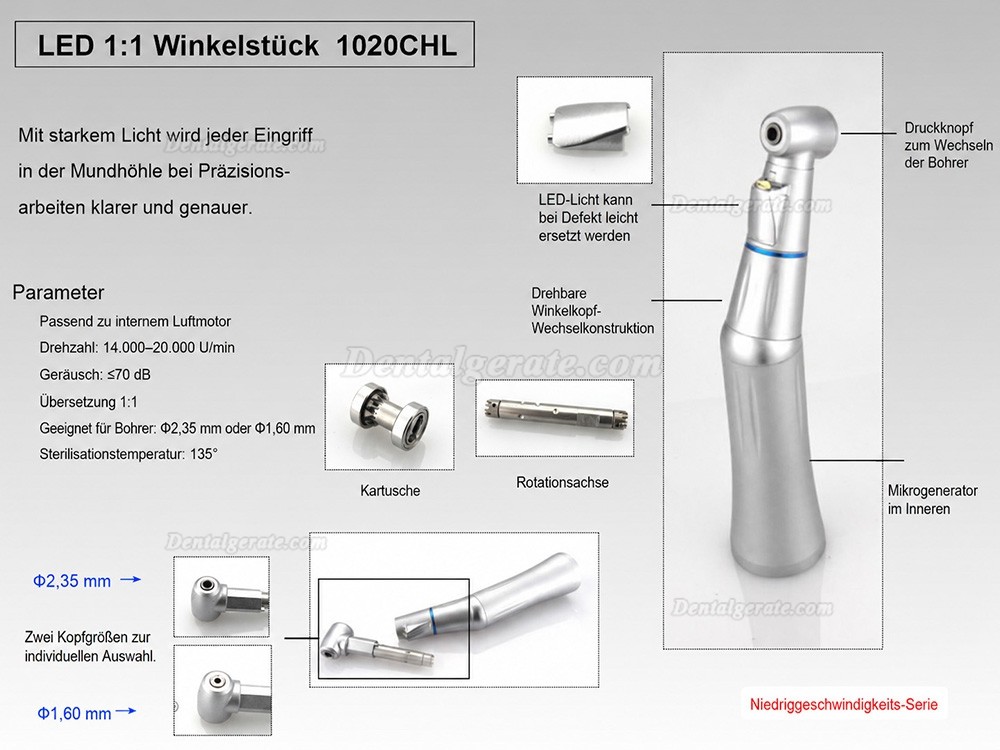 Tealth 1020CHL 1:1 Inneres Wasserspray LED Selbstleuchtendes Winkelst&uuml;ck Handst&uuml;ck